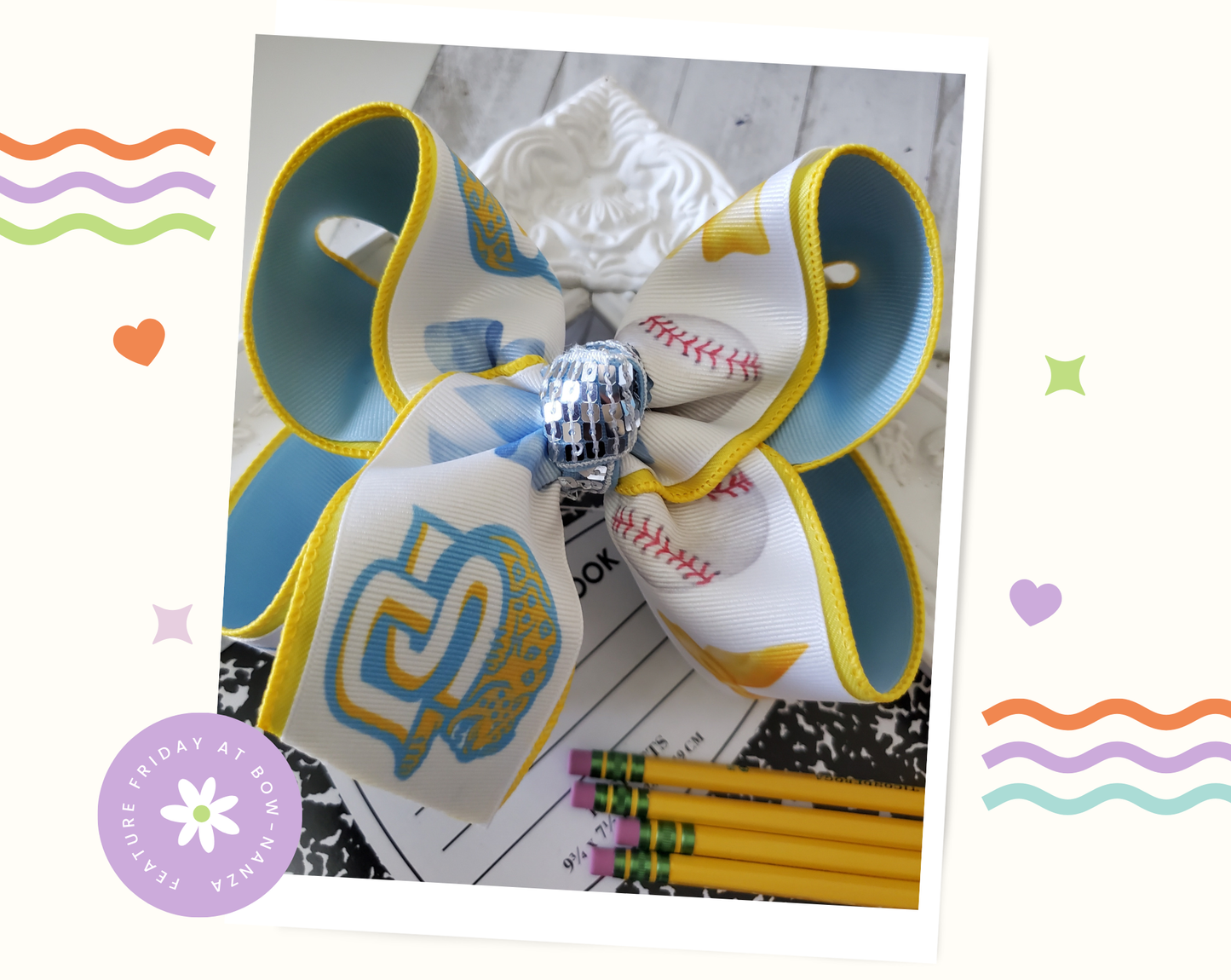 Jaguars Baseball Hair Bow