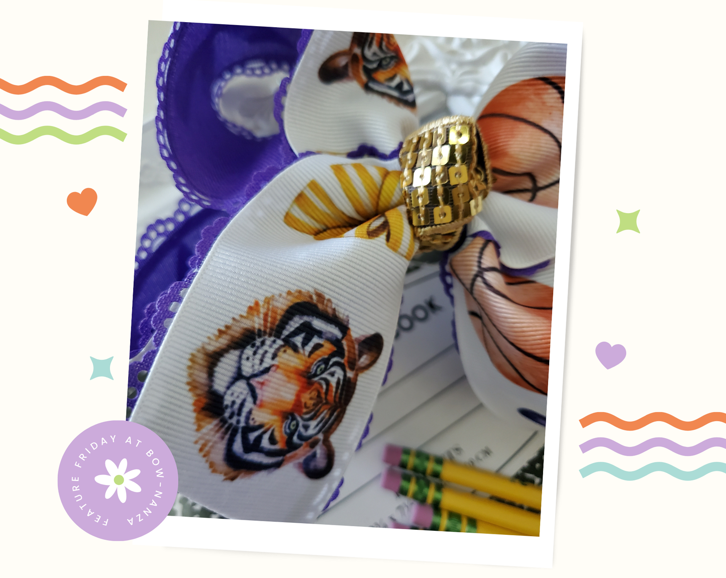 Tigers Basketball Hair Bow