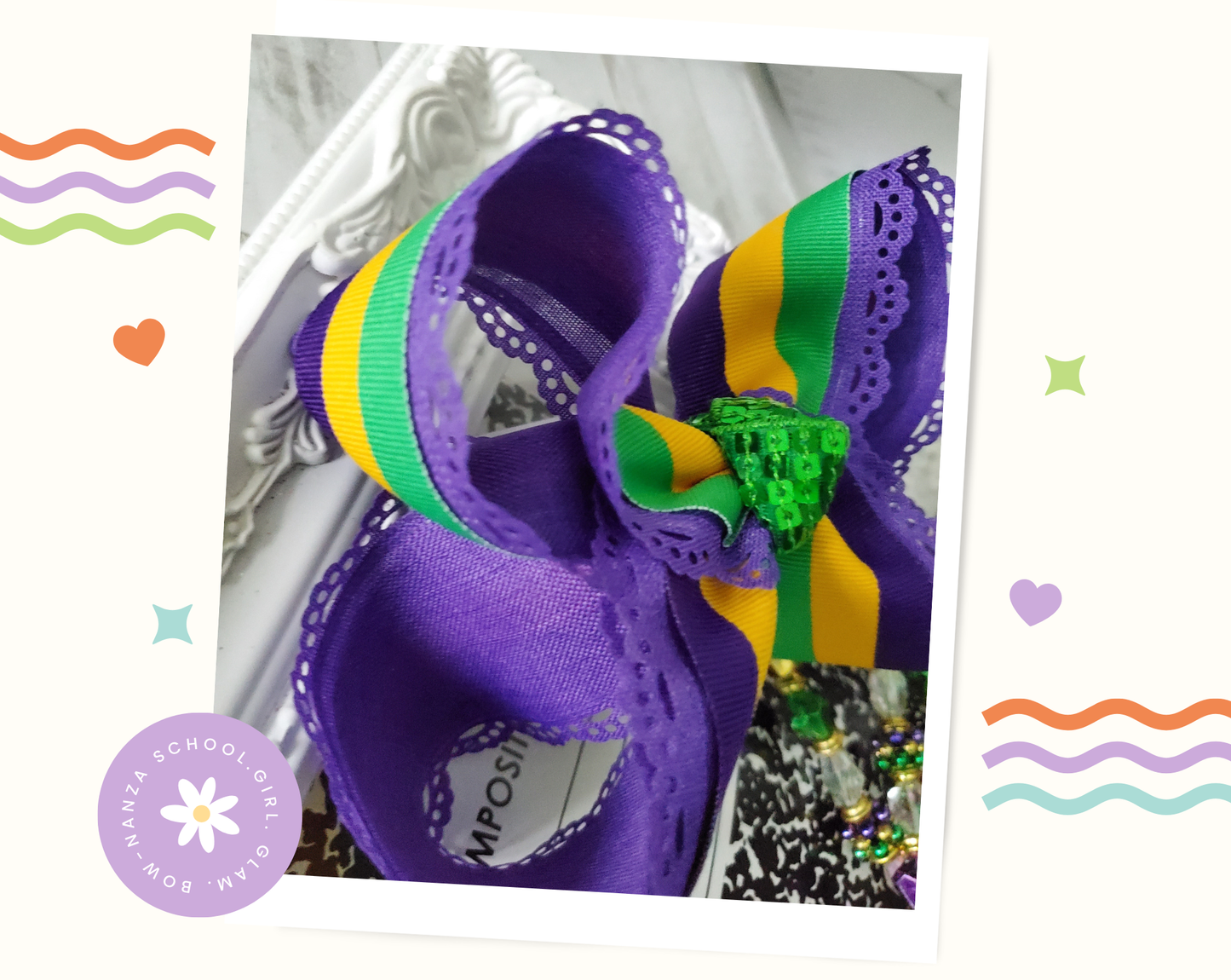 Mardi Gras Stripe Hair Bow