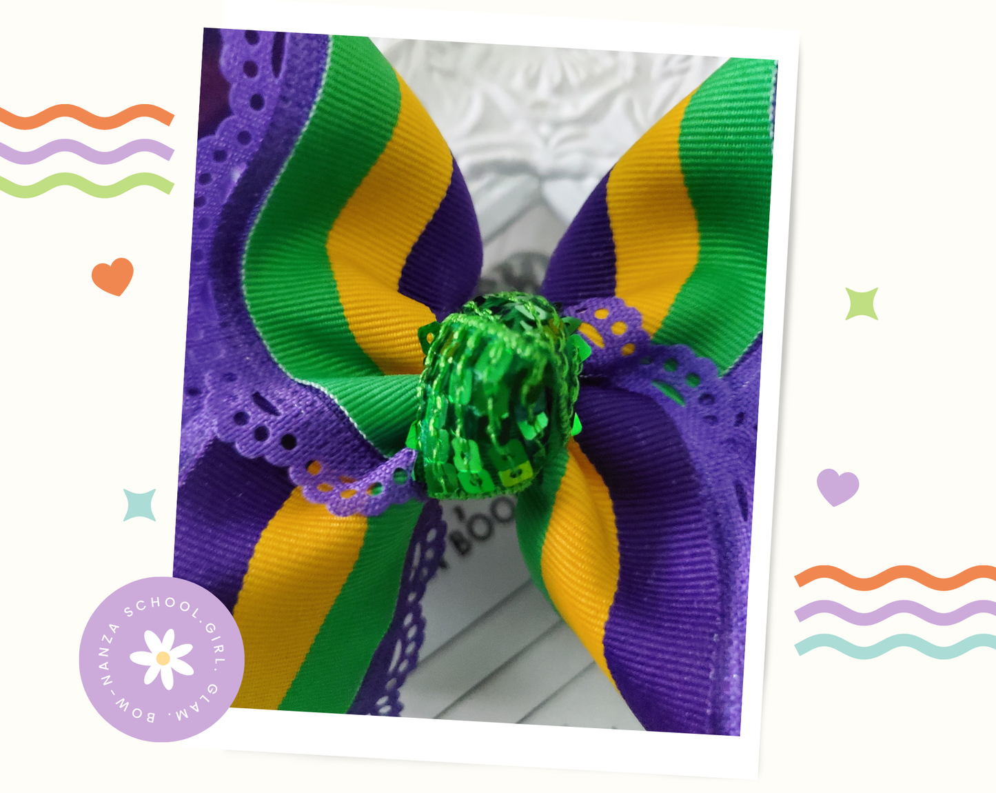 Mardi Gras Stripe Hair Bow