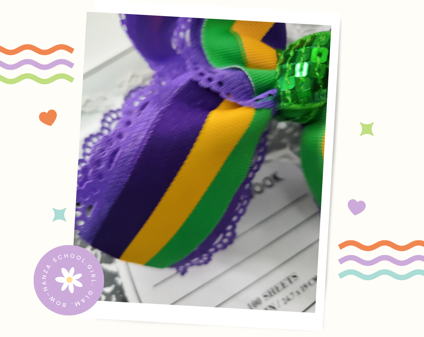 Mardi Gras Stripe Hair Bow