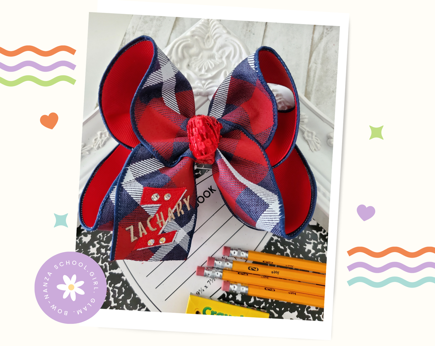 Zachary Logo Hair Bow (Gold Series)