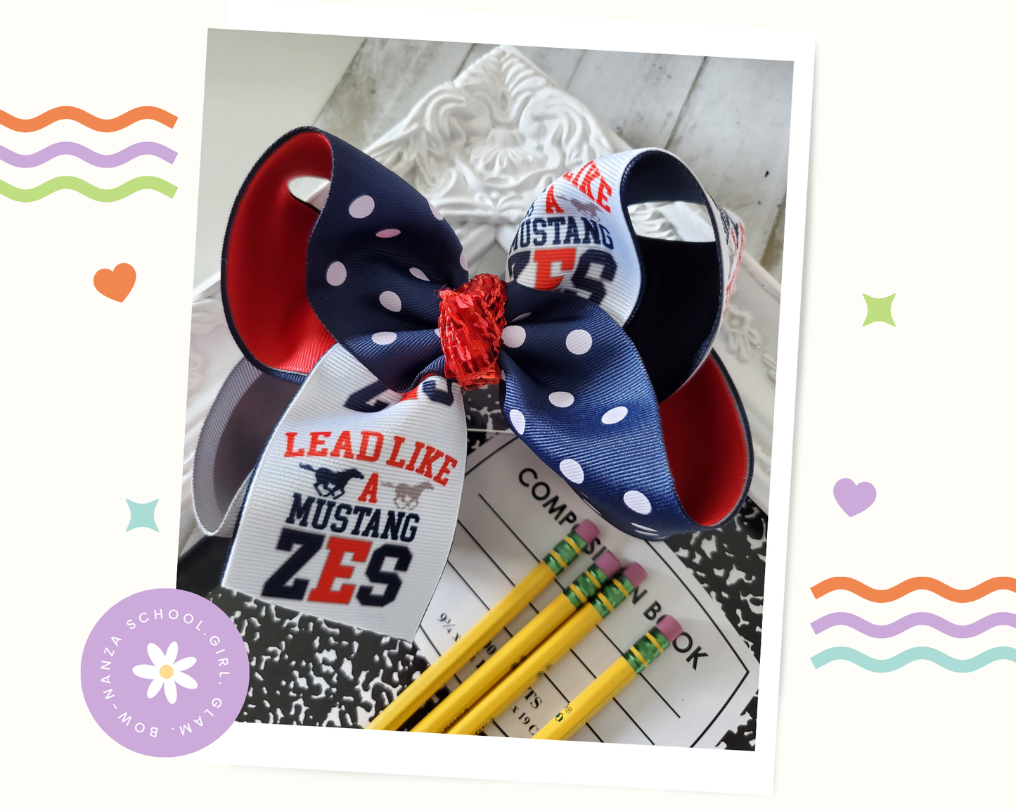 Zachary Elementary School Mustang Hair Bow