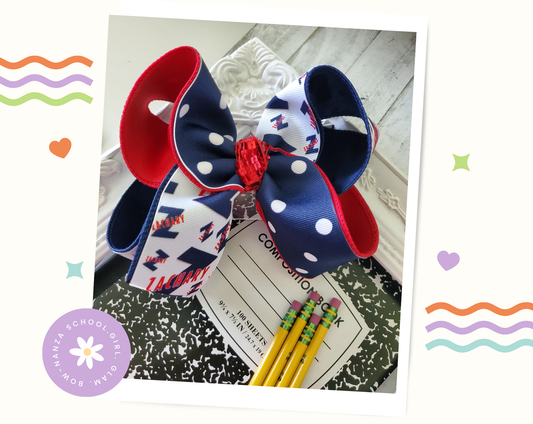 Zachary Schools Hair Bow (NavyPolka)
