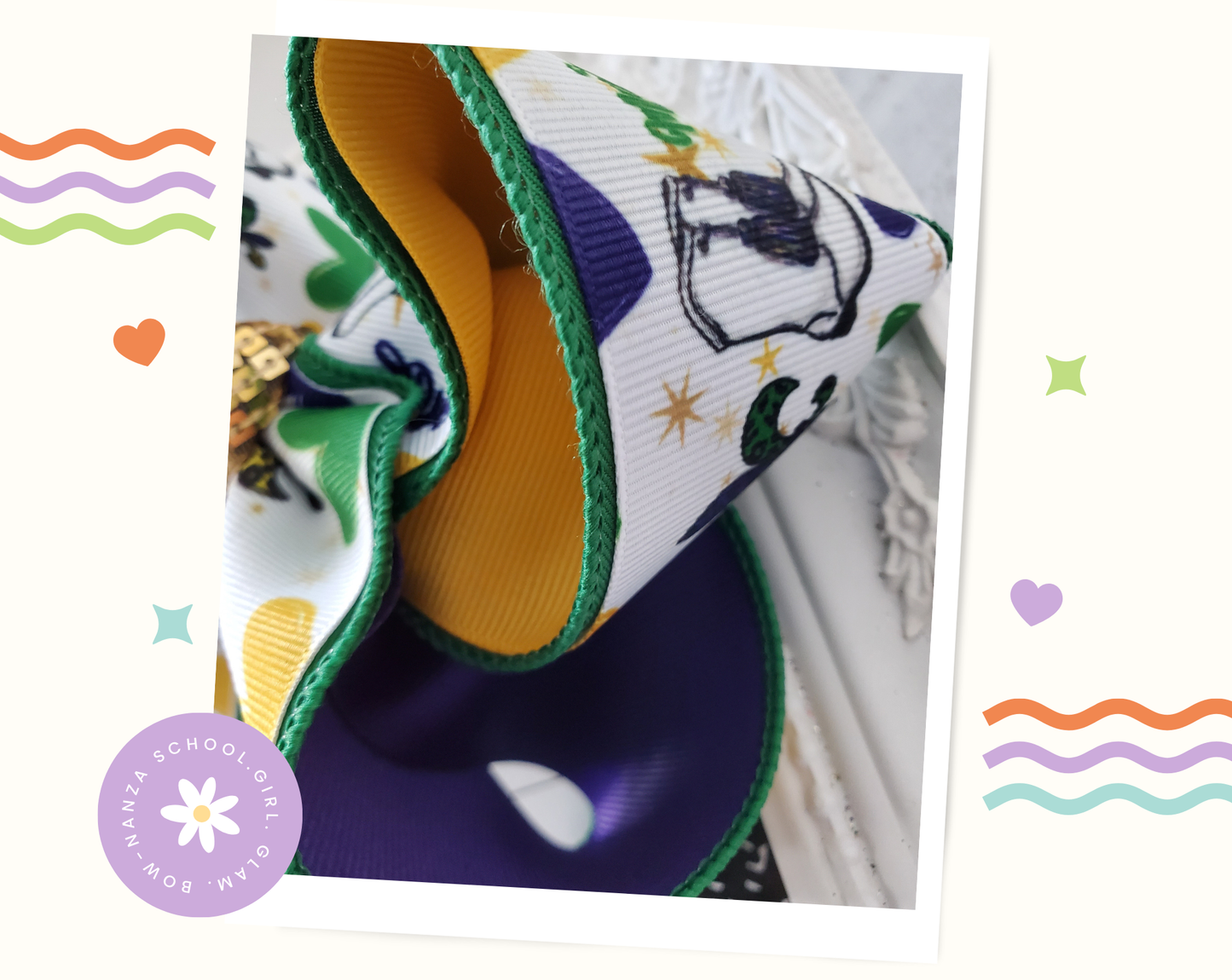 Mardi Gras Boots Hair Bow