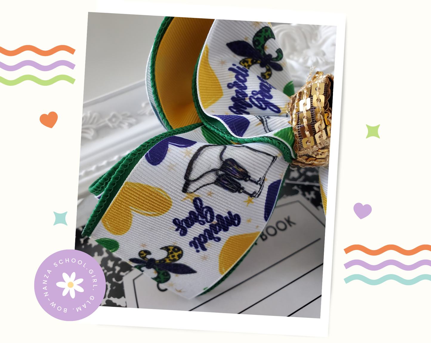 Mardi Gras Boots Hair Bow