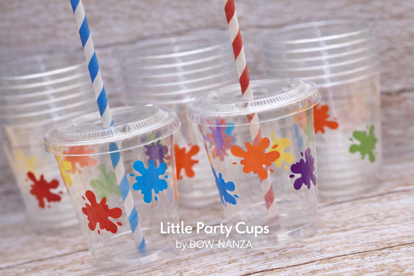 Art Paint Party Cups | Kids Party Cups with Lids & Straws