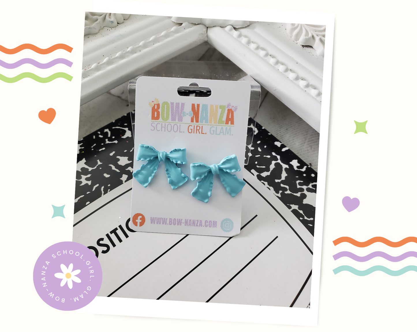 Blue Coquette Bow Earrings