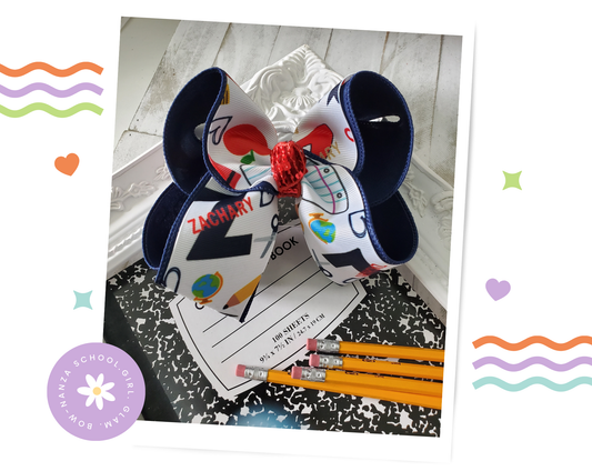 Zachary Schools Spirit Hair Bow Navy