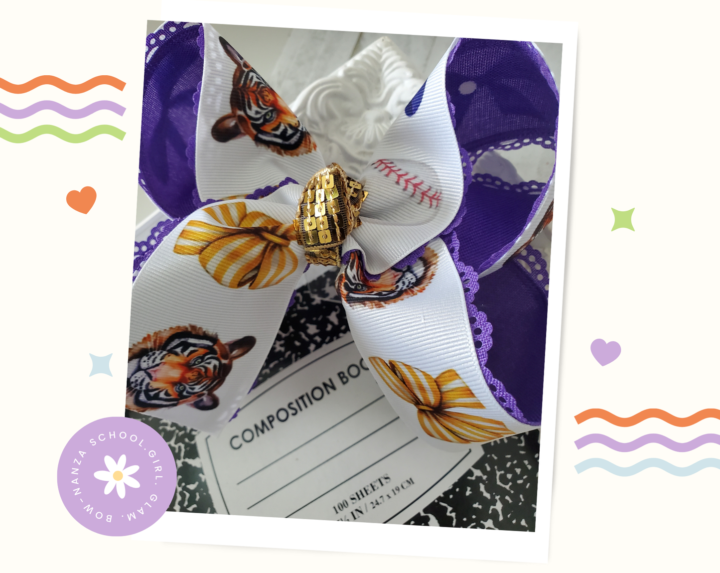 Tigers Baseball Hair Bow