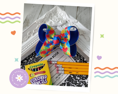 Autism Awareness Ribbon Hair Bow