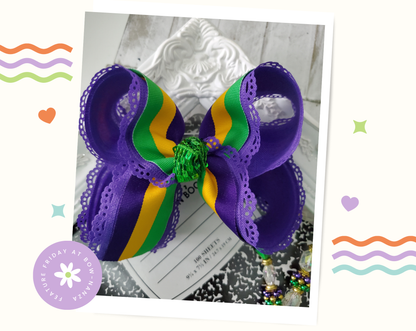 Mardi Gras Stripe Hair Bow