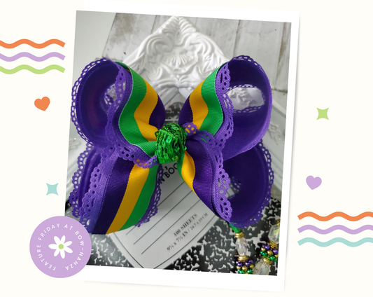 Mardi Gras Stripe Hair Bow
