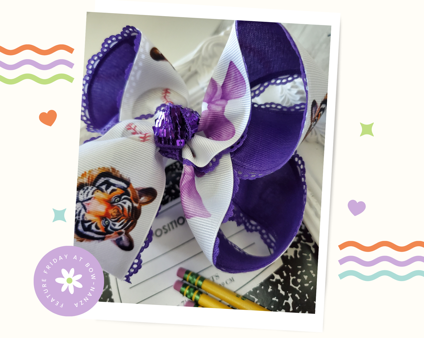 Tigers Baseball Hair Bow