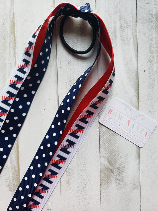 Zachary School Logo Navy Polka Dot Streamers