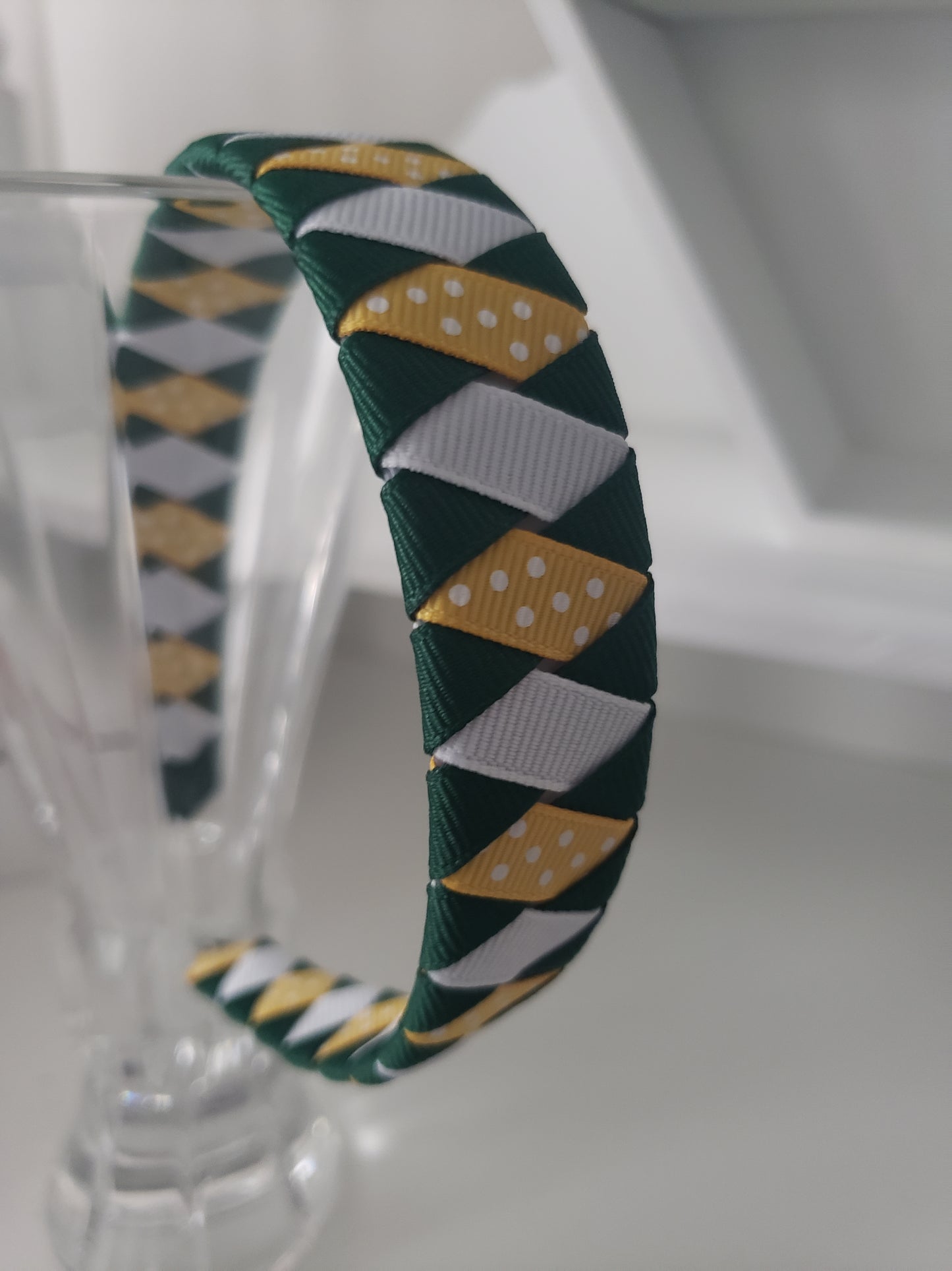 Hunter Green & Yellow Gold Woven Headband