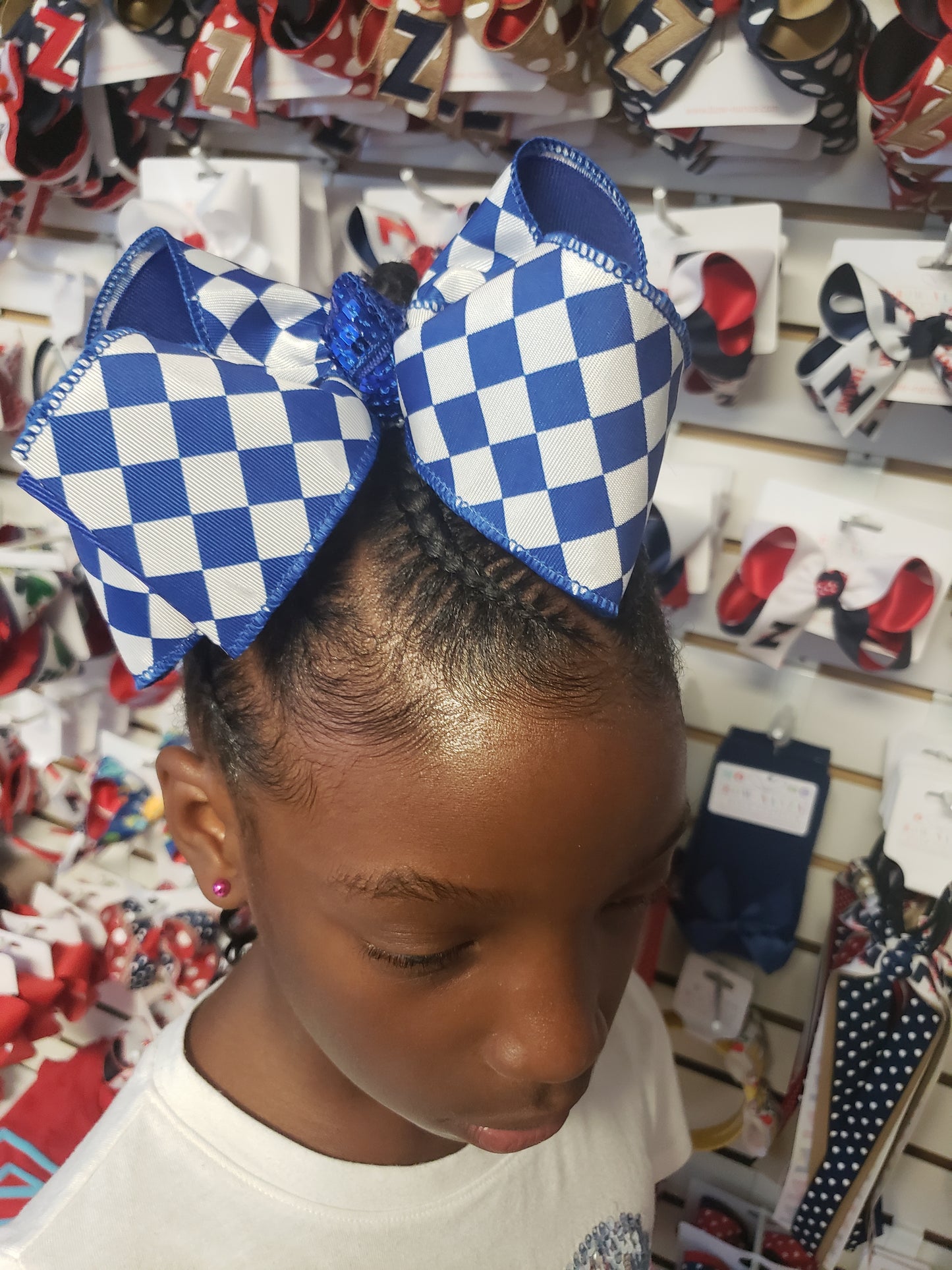 Royal Blue Harlequin Hair Bow