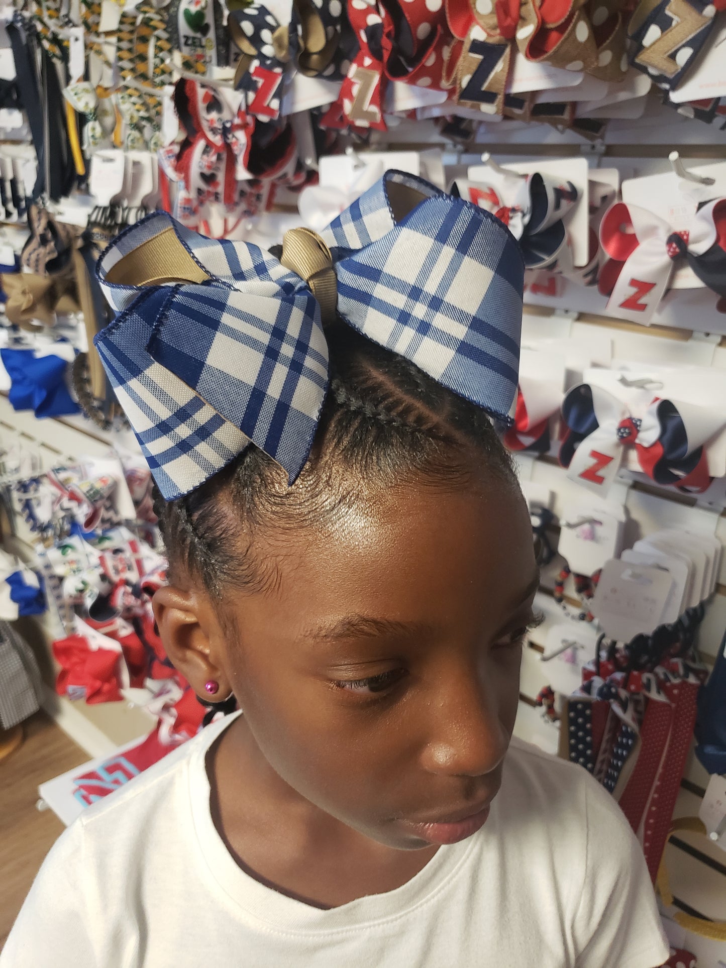 Royal Blue Plaid Hair Bow