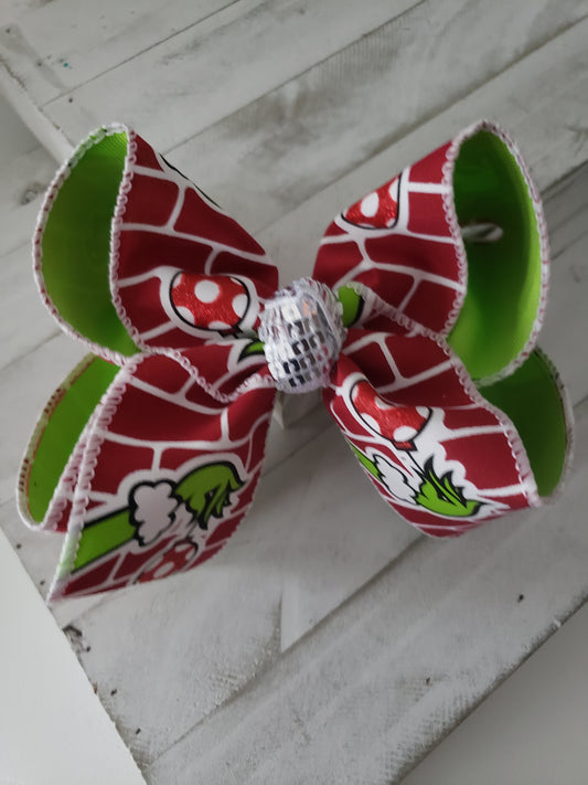 Grinch Brick Hair Bow