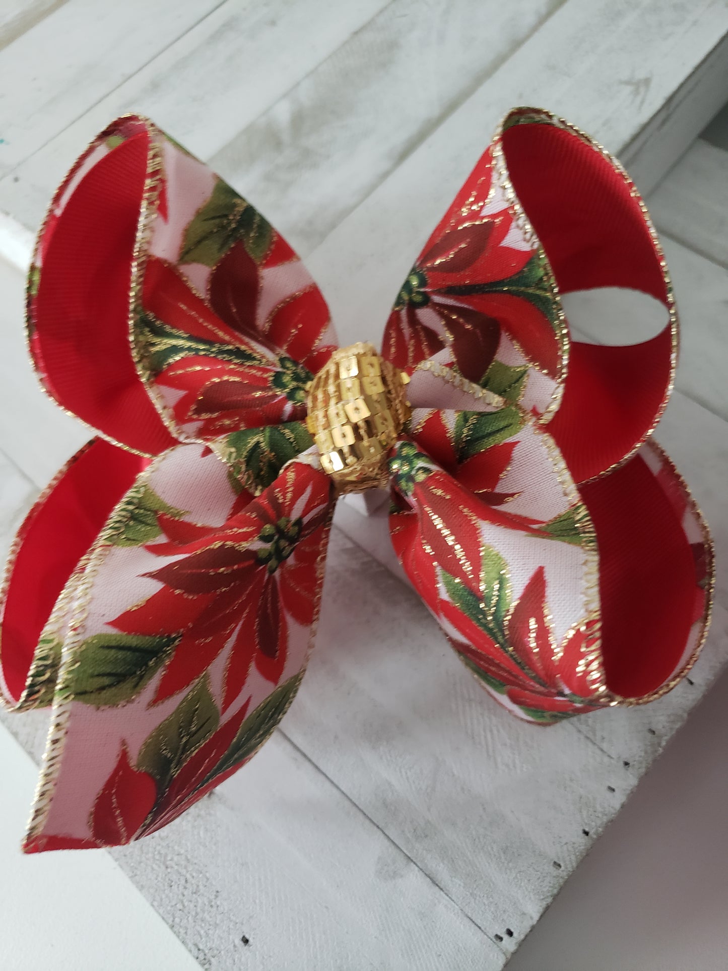 Poinsettia Christmas Hair Bow