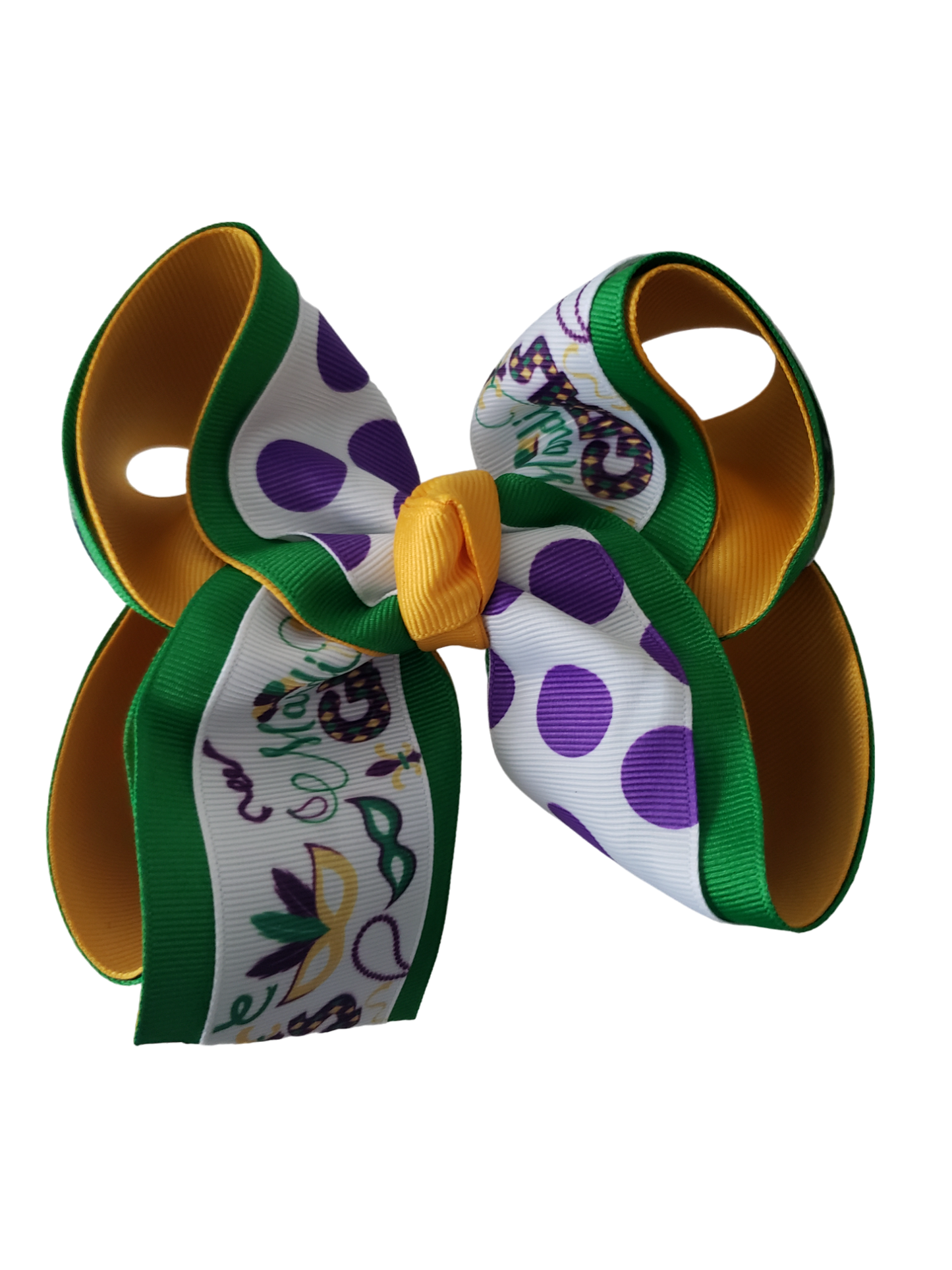 Mardi Gras Dots Hair Bow