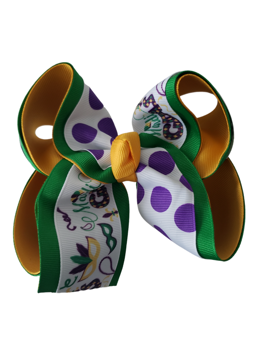 Mardi Gras Dots Hair Bow