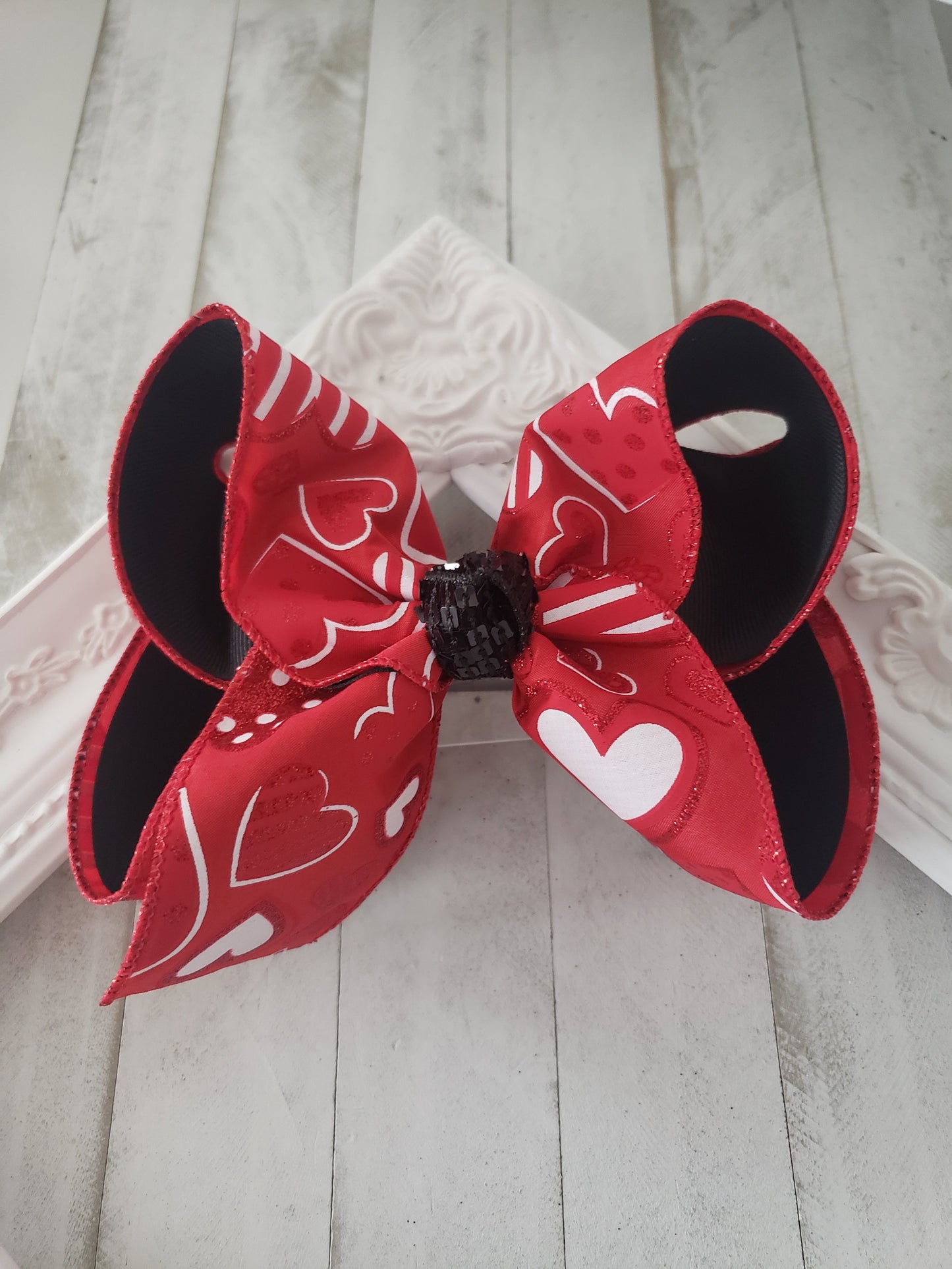 Valentine Hearts Hair Bow