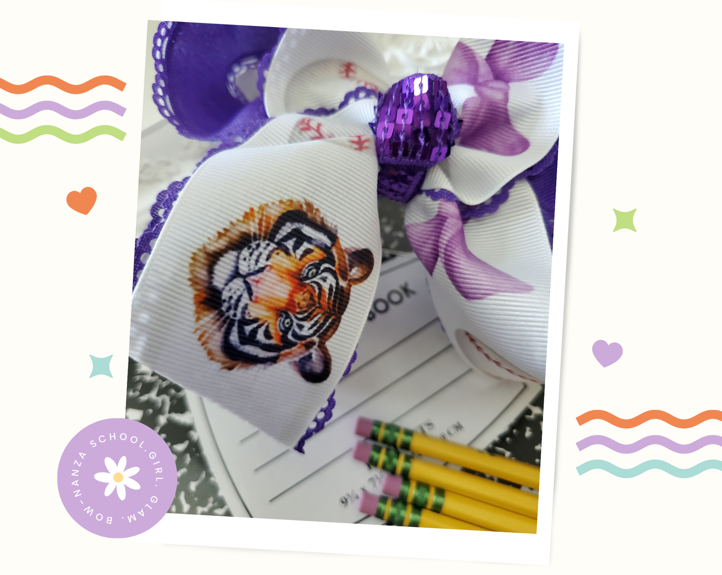 Tigers Baseball Hair Bow