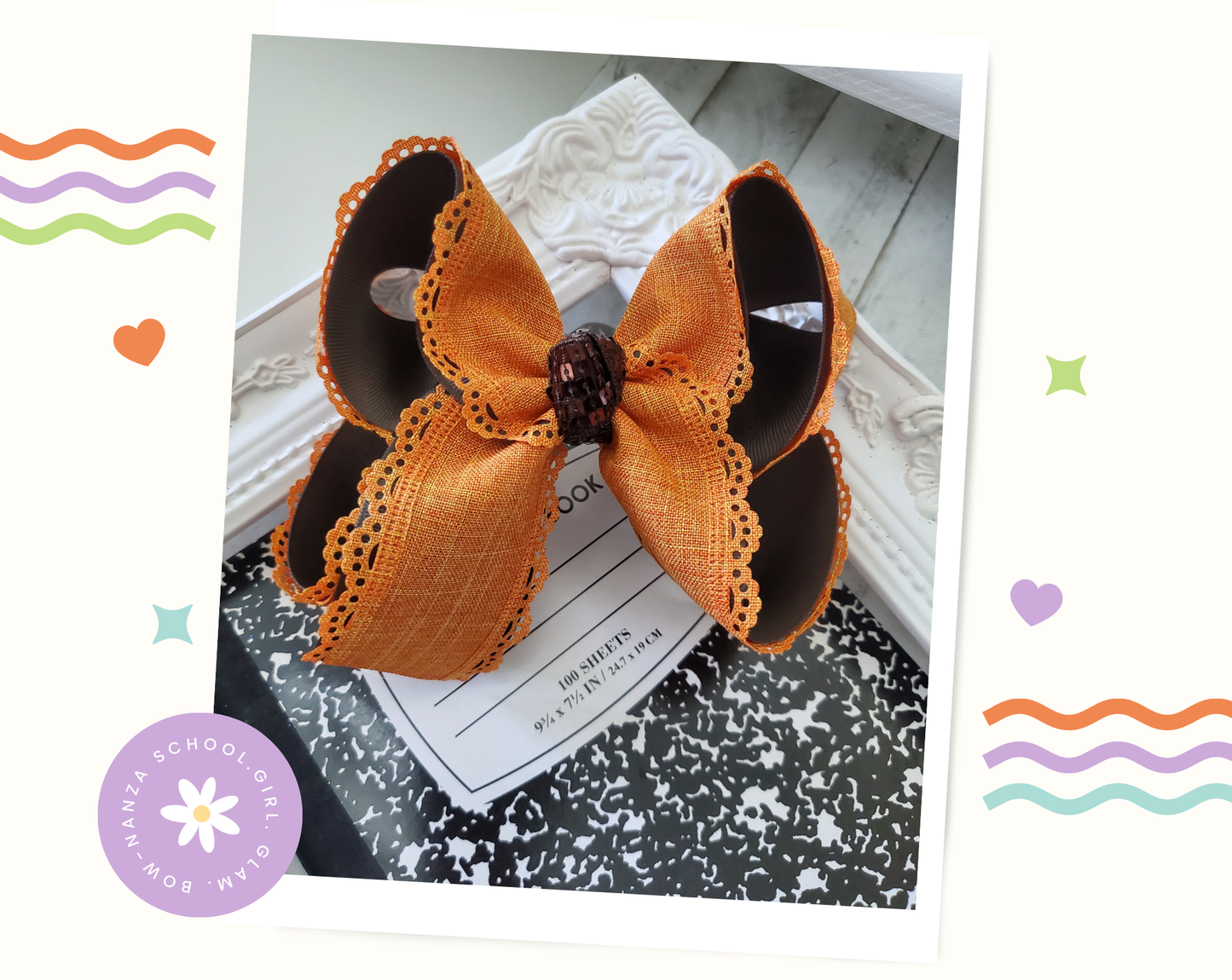 Orange Brown Fall Hair Bow