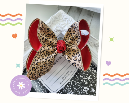 Red Leopard Print  Hair Bow