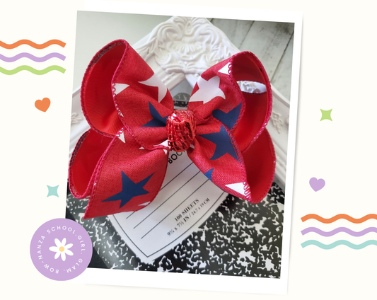 Patriotic Stars Ribbon Hair Bow