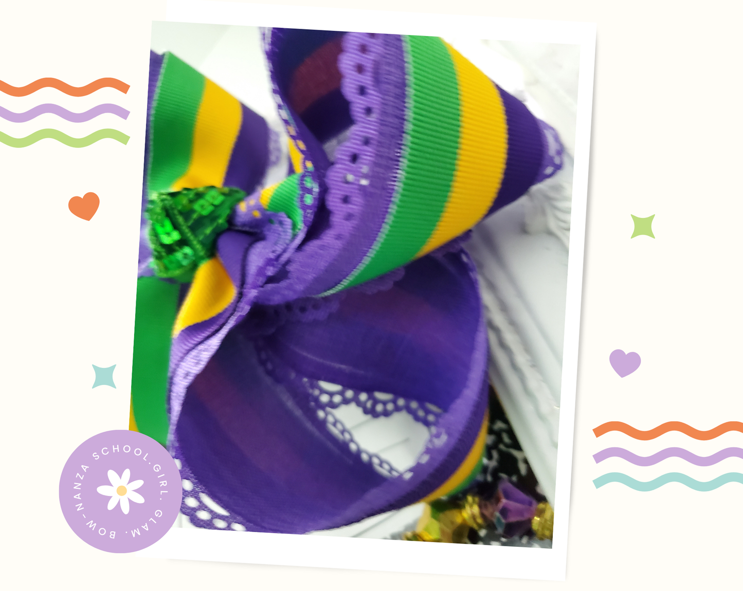 Mardi Gras Stripe Hair Bow
