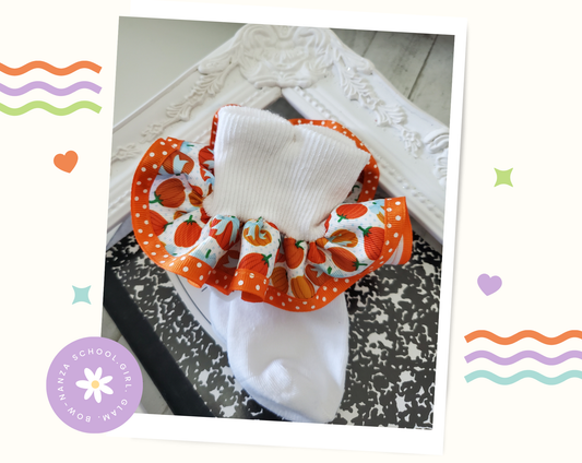 Fall Pumpkin Ruffled Socks