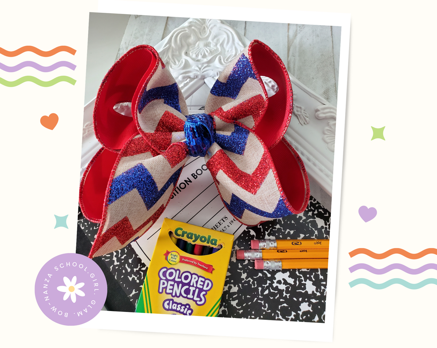 Patriotic Chevron Hair Bow