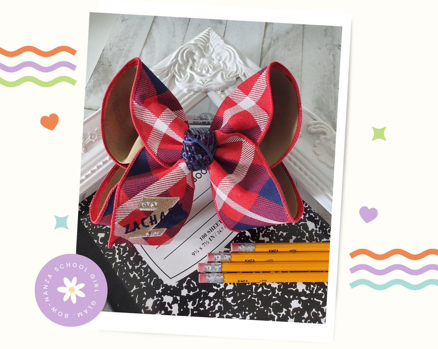 Zachary Logo Hair Bow Bling