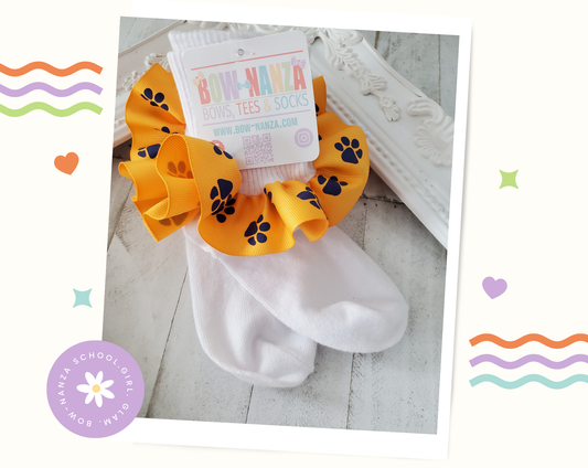 Paw Print Ruffled Socks