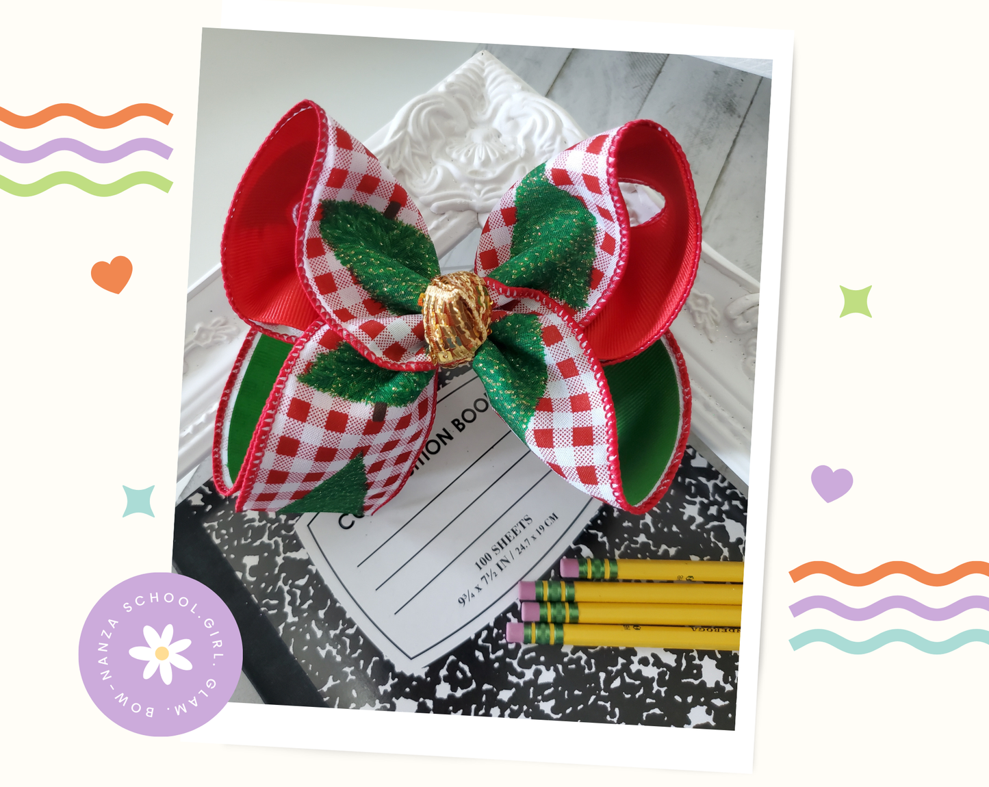 Plaid Christmas Tree Hair Bow