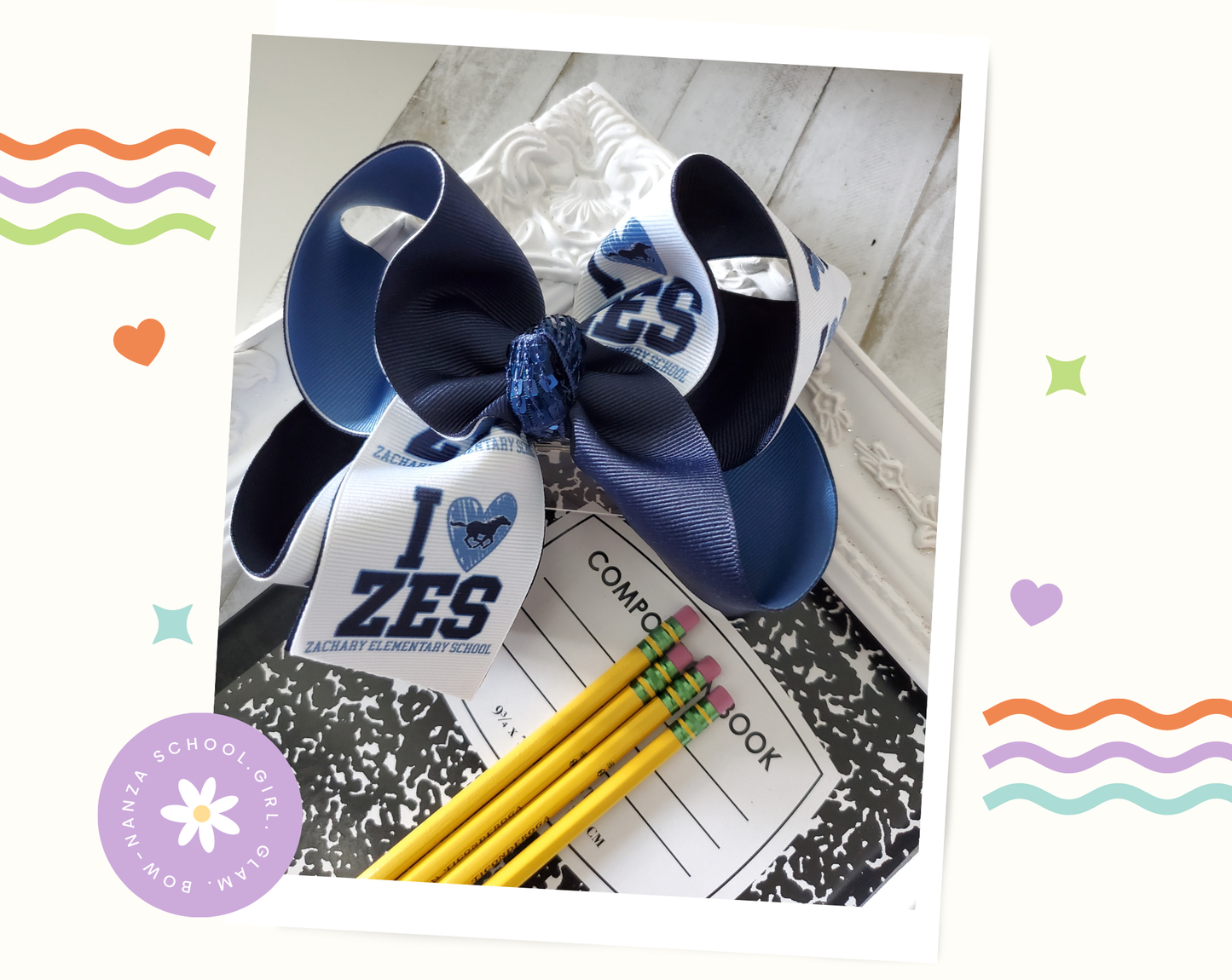 Zachary Elementary School Mustang Hair Bow