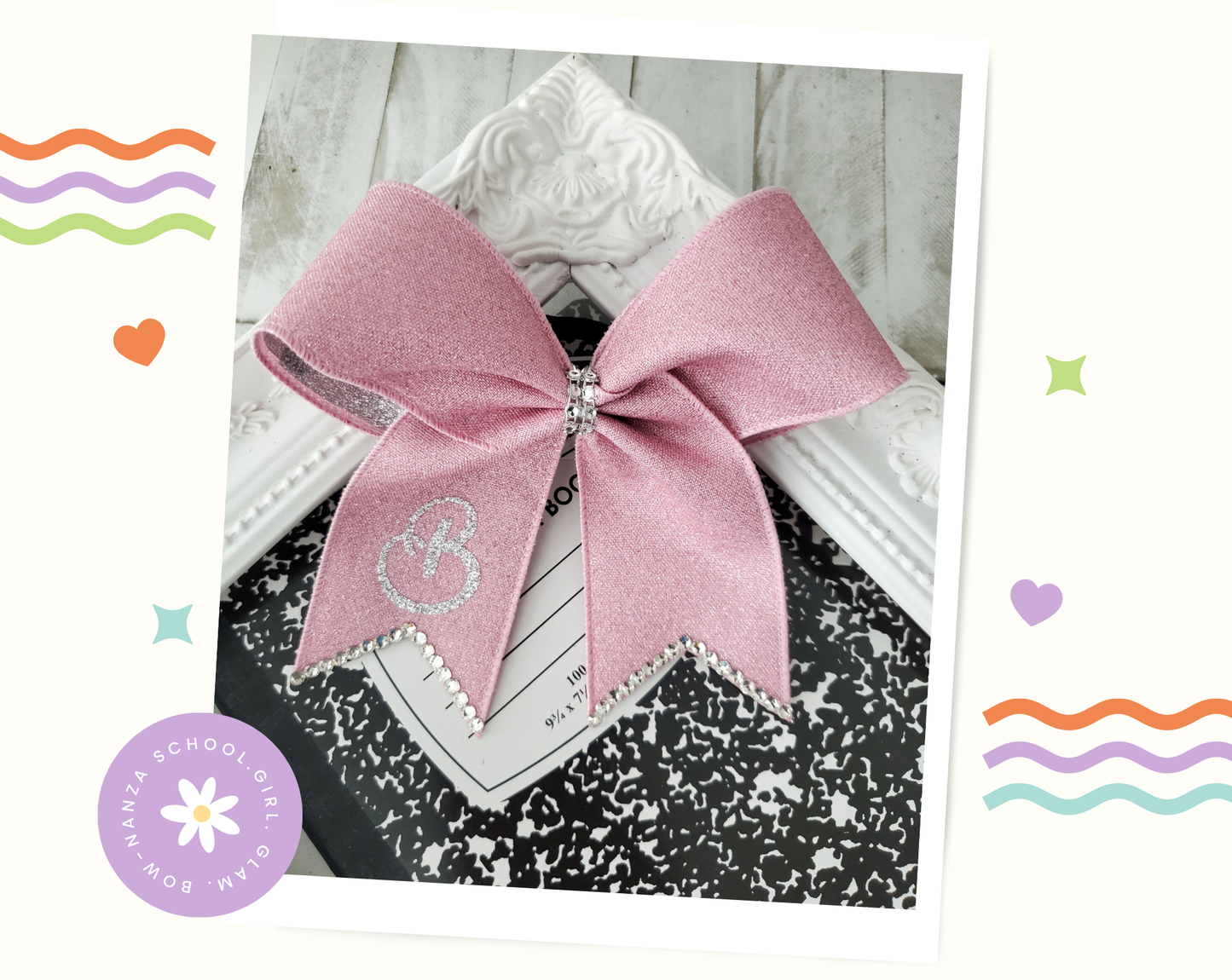 Pink Glitter Cheer Hair Bow