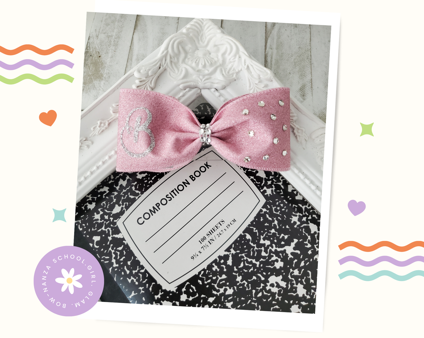 Pink Glitter Cheer Hair Bow