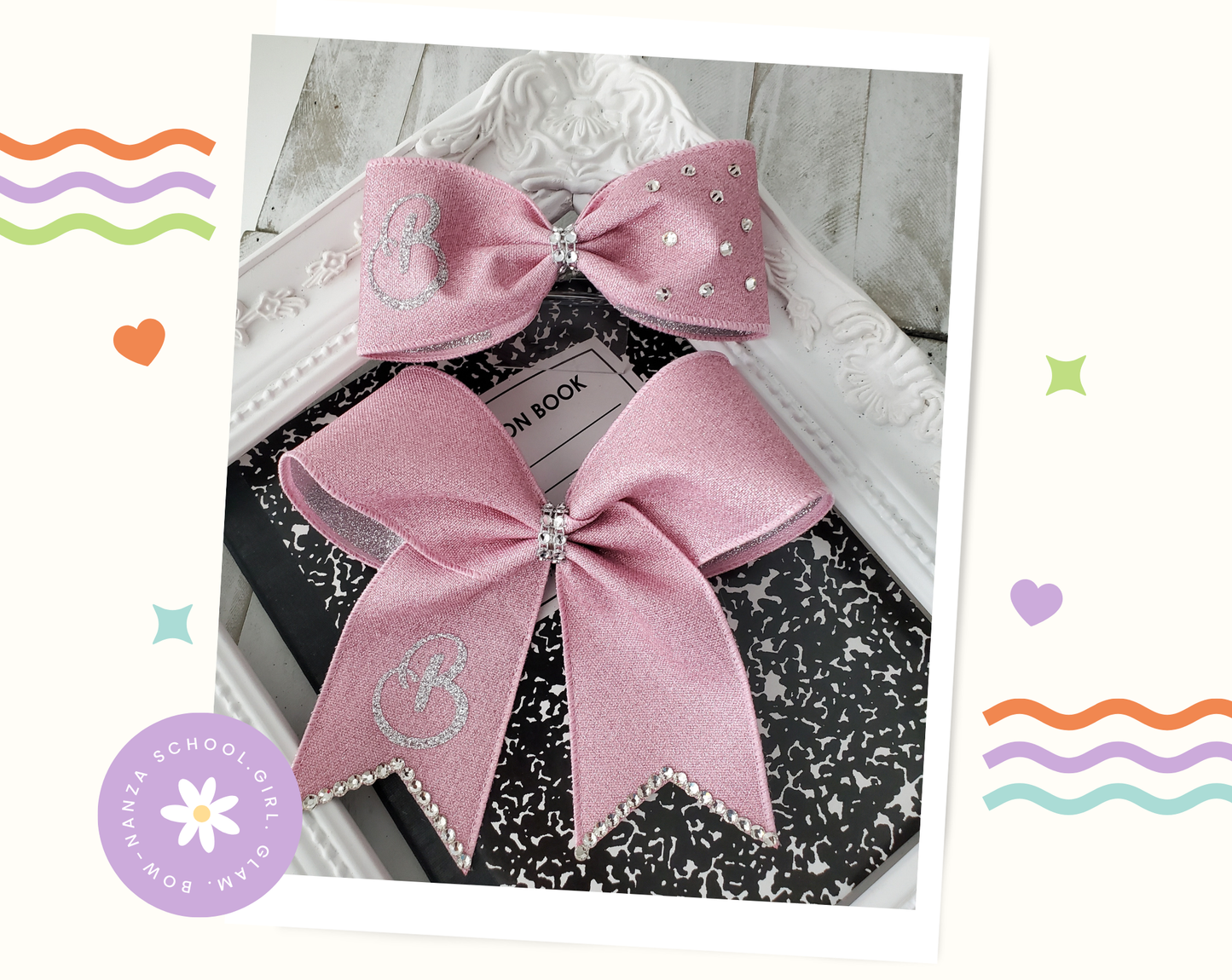 Pink Glitter Cheer Hair Bow