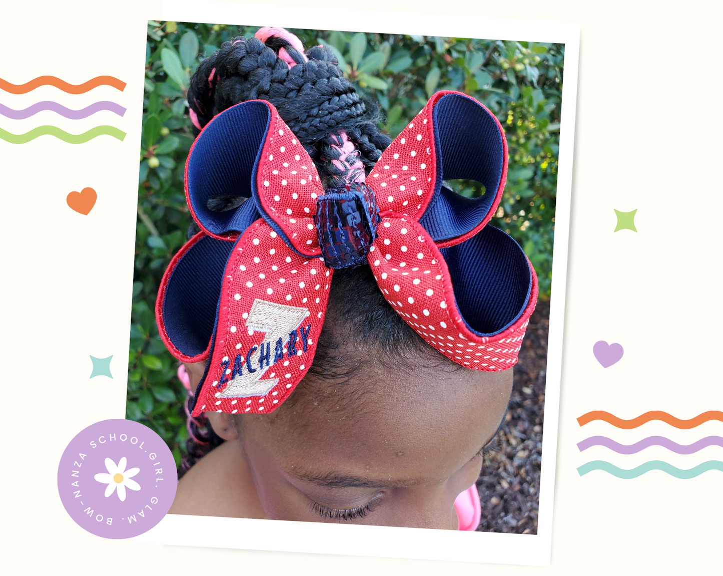 Zachary Embroidery Hair Bow