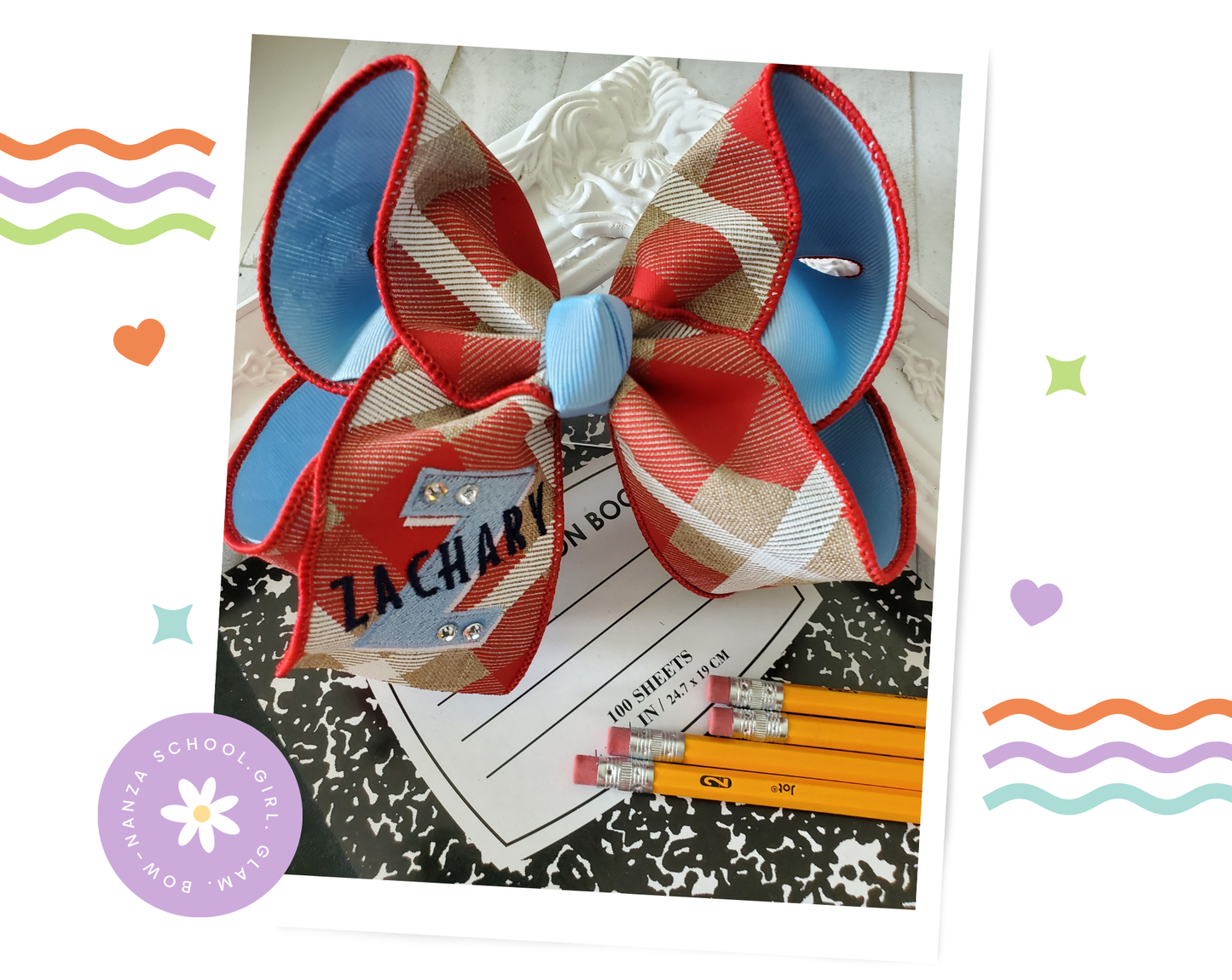 Zachary Logo Hair Bow Bling