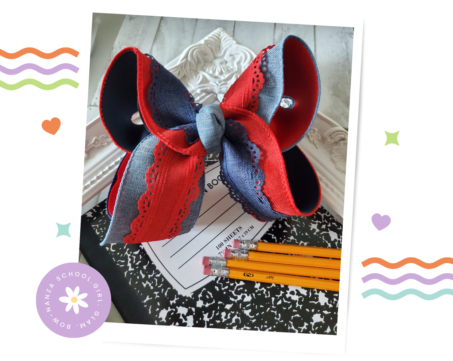 Denim Mix Hair Bow