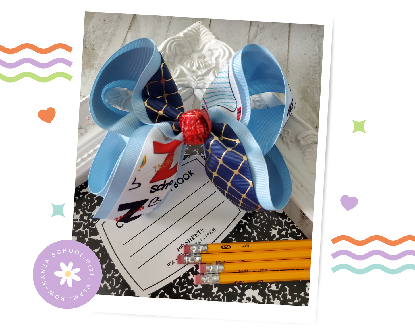 Zachary Schools Spirit Hair Bow Blue