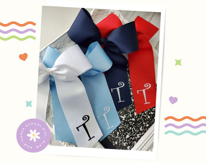 Monogram Hair Bow Bundle Tails