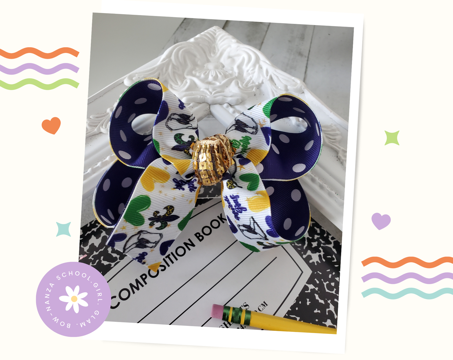 Mardi Gras Boots Hair Bow