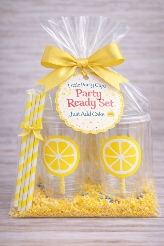 Pink Lemonade Birthday Party Cups | Kids Party Cups with Lids & Straws