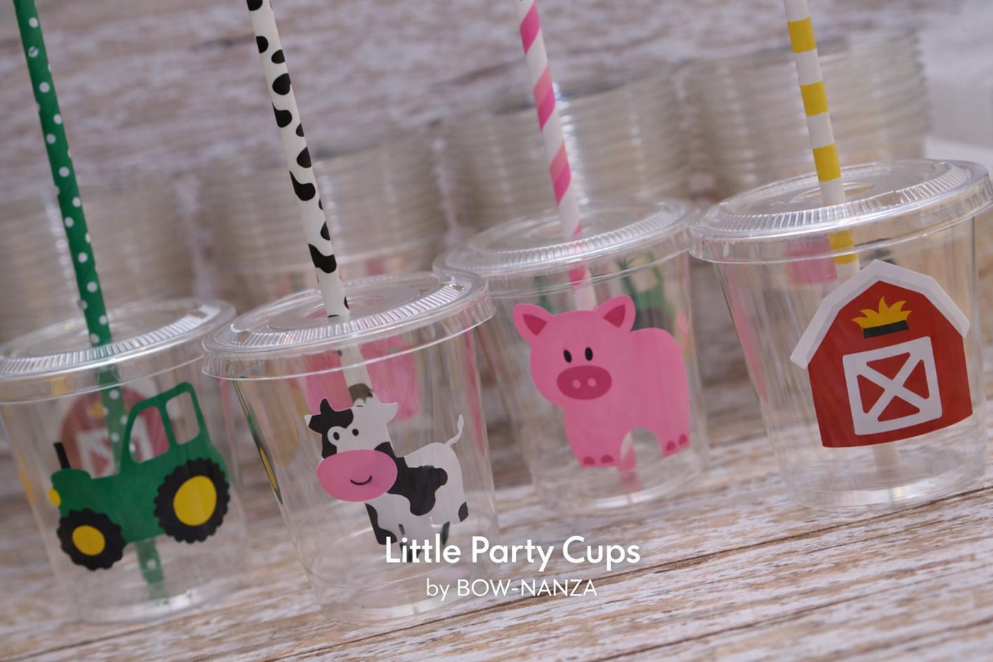 Barnyard Farm Party Cups | Kids Party Cups with Lids & Straws