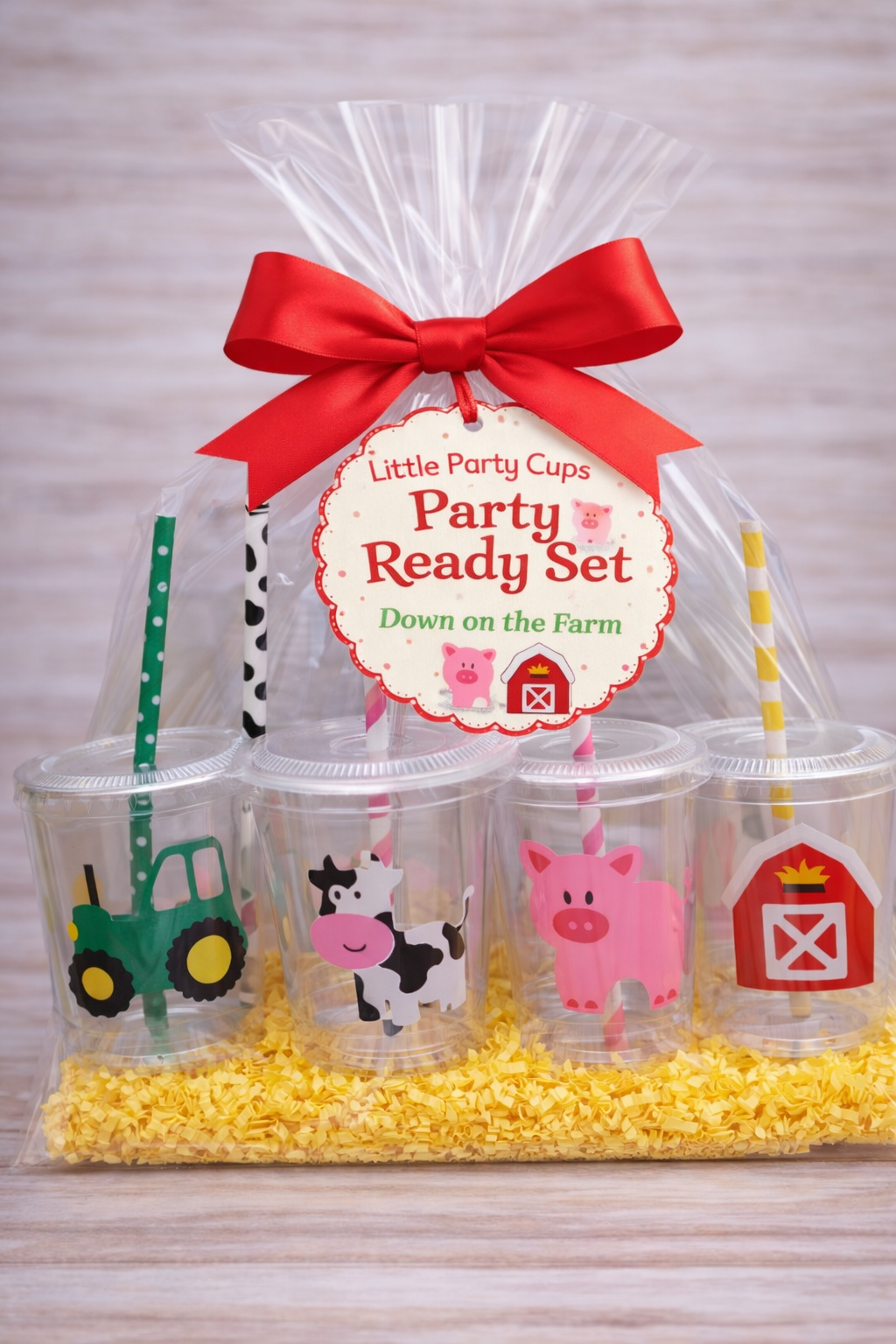 Barnyard Farm Party Cups | Kids Party Cups with Lids & Straws